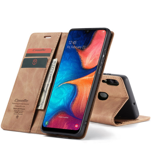 CaseMe 013 Multifunctional Retro Frosted Horizontal Flip Leather Case Galaxy A20 / A30, with Card Slot & Holder & Wallet - Brown